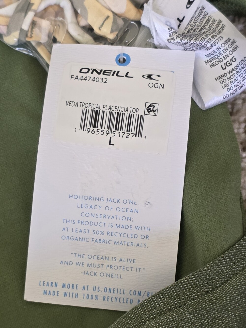 NWT O'Neill Veda Tropical Bandeau Bikini Top Sz L & Salt Cove Shimmer Bottoms XL - Picture 7 of 9